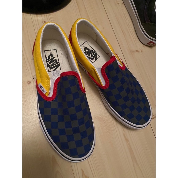 multi coloured checkered vans